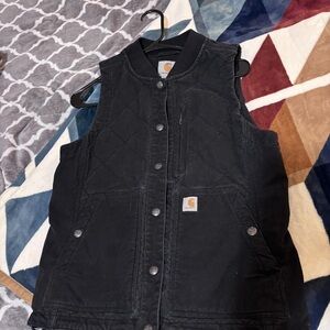 Carhartt Black Quilted Vest with Button Closure